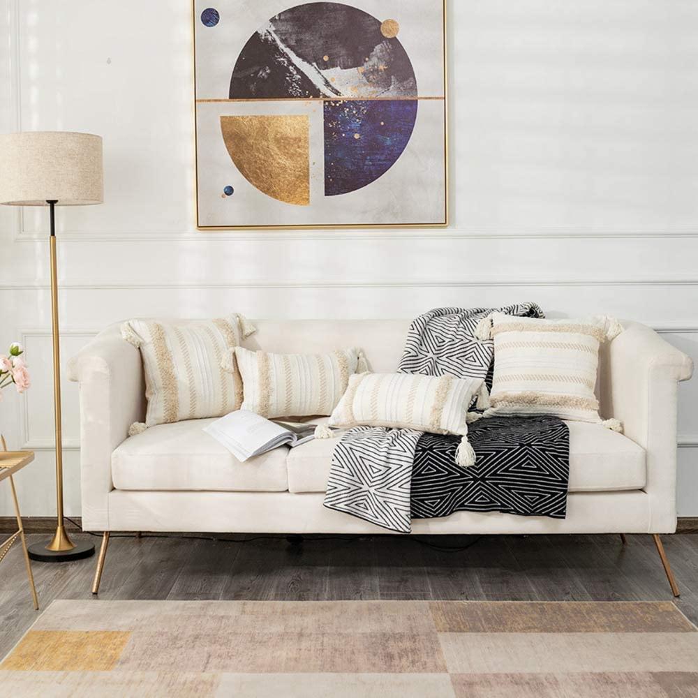 Bedroom Decorative Boho Woven Tufted Tassel Throw Pillow Cushion Cover Pillow Shell Pillowcase