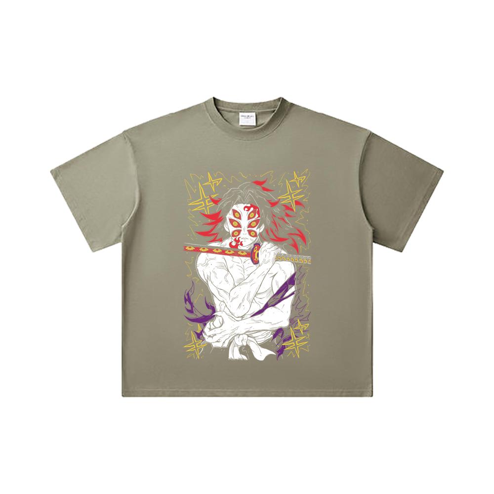 260 GSM Double Yarn 32 Count 100% Cotton Demon Slayer V36 Kokushibo Print Unisex Heavy Cotton T Shirt