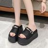 Fashion Luxury Chunky Platform Sandals Women Summer 8CM Wedge High Heels Sandals Woman Thick Bottom Slides Beach Slippers