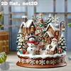 2D Plane Is Suitable for Gifts In 4 Seasons, Snow Village Character Polypropylene Statue Set, Retro Acrylic Christmas Table Ornament, Home Decoration