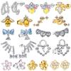 New Silver Star Feather Bee Bow Gem Flower Cherry Blossom Enamel Dragonfly Golden Stud Earrings Hoops Sexy Fashion for Women