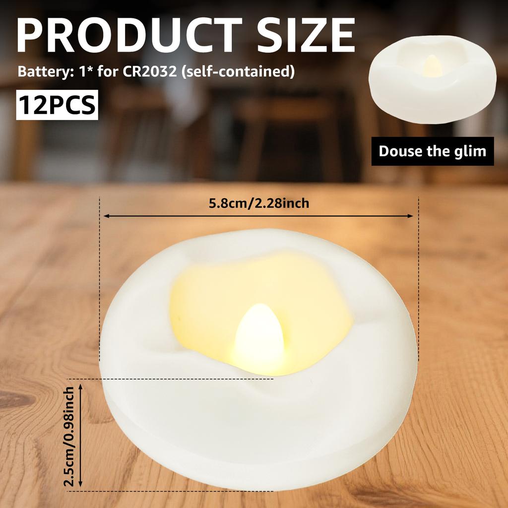 12/24Pack Waterproof Flameless Floating Tealights Candle Flickering LED Candles For Wedding Party Pool Fountain SPA Home Decor