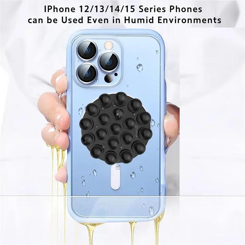 Strong Magnetic Hands Free Silicone Suction Cup Phone Grip Holder for Magsafe Universal Selfies Videos Mac Safe Lazy Mount Stand
