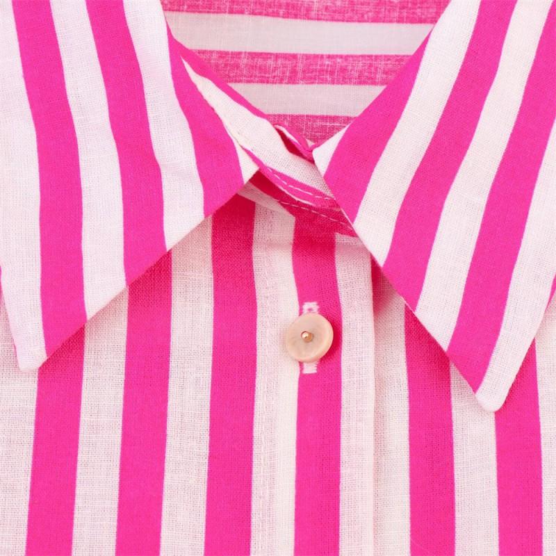 Camicia a Righe da Donna Vestibilità Larga Manica Lunga Casual da Ufficio 2025 Leggera Miscela di Cotone
