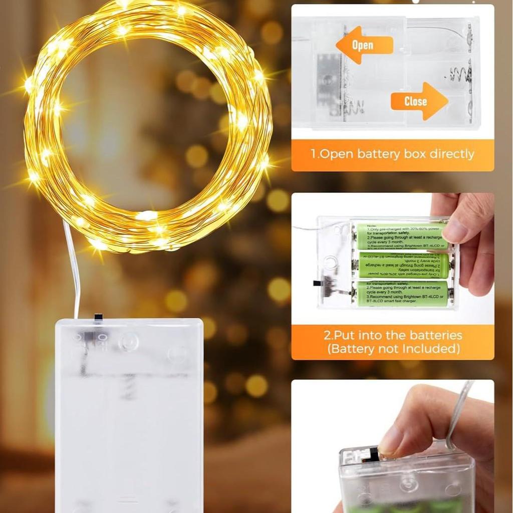 Battery-Powered Starry Sky LED Copper Wire String Lights for Christmas and Festive Decorations