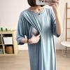 Rochie de maternitate două în unu pentru alăptare: Halat de noapte larg din modal pentru vară, pentru perioada postpartum