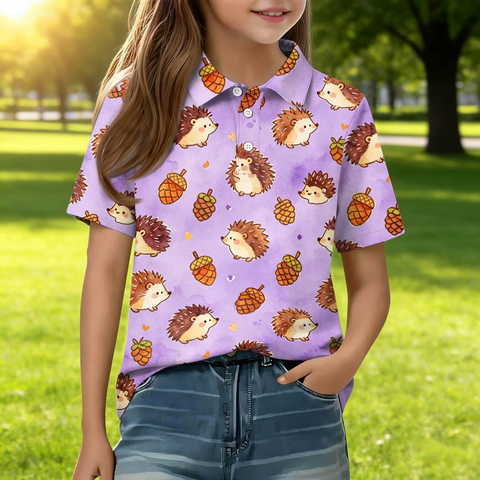 

Kids Casual Short Sleeve Polo Shirt Animal Print T-Shirt Soft Comfortable Lightweight Breathable Cotton Blend Top for Everyday Wear 130