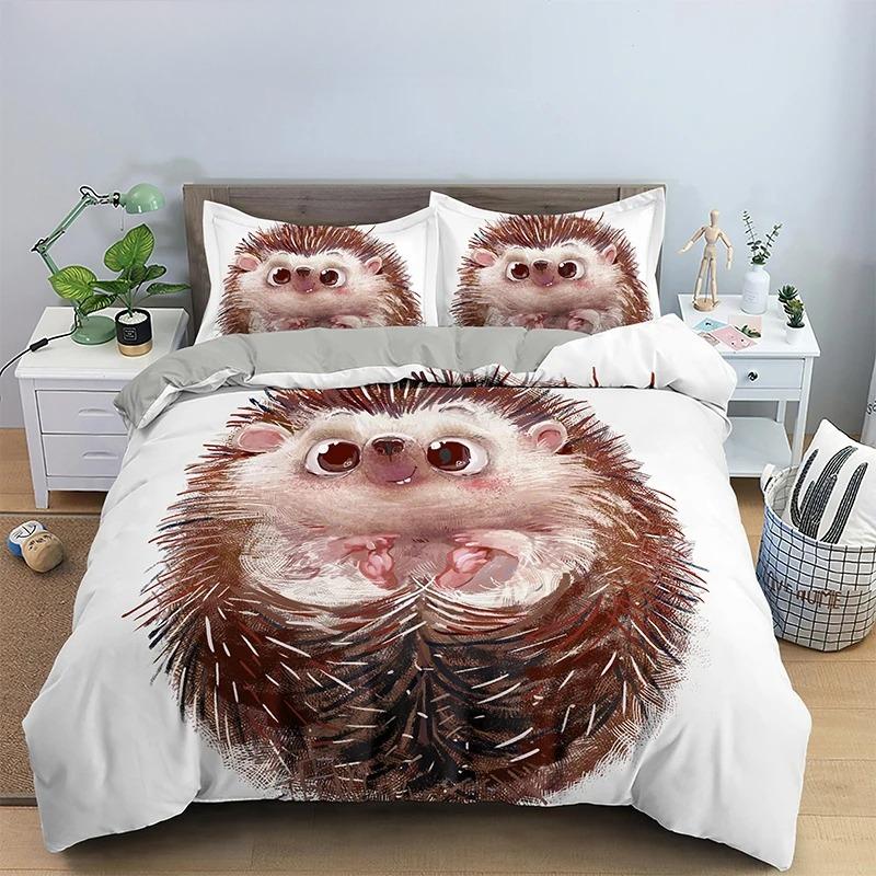 Povlečení s motivem ježka, královská 3D sada s krásnými zvířaty pro děti, teenagery a dospělé, povlečení s divokou zvěří, povlak na polštář, dárky pro děti