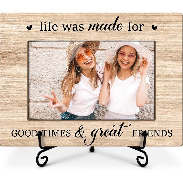Utaqer Friend Picture Frame, Life Was Made For Good Times Great Friends, Picture Gifts For Women Men Bestie, Wooden Picture Frame For Birthday Party