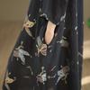 DIMANAF New 2026 Women Plus Size Spring Summer Beach Long Black Dress Vintage Lady Loose Oversize Maxi Floral Print Cotton Button