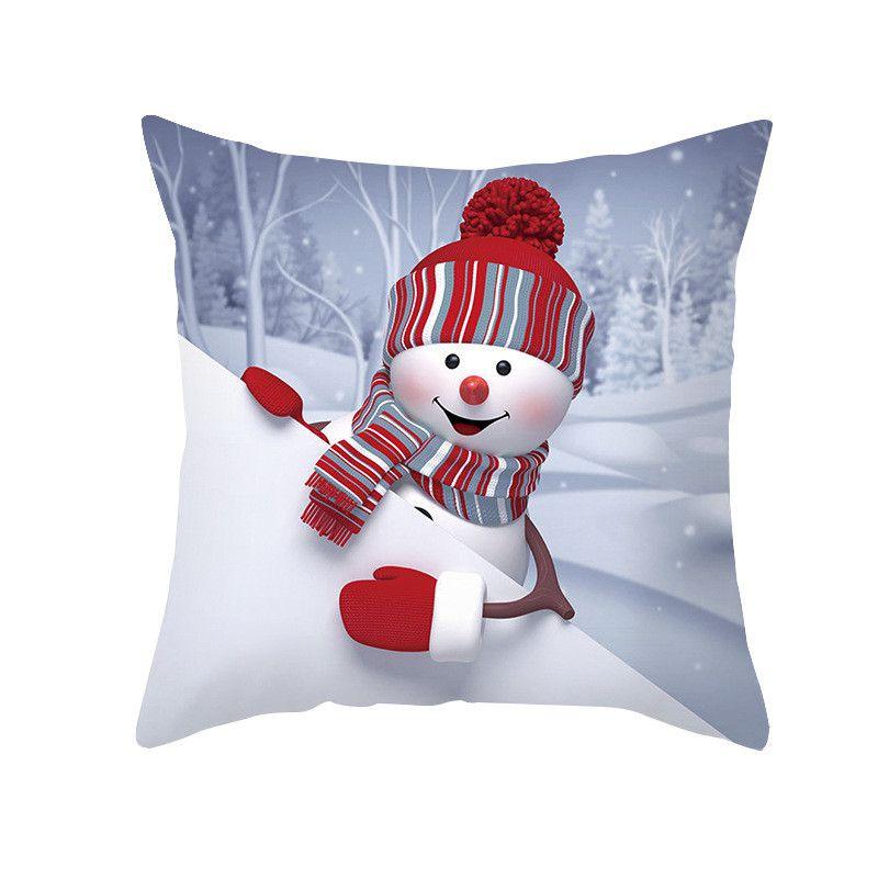 Cozy 18" Christmas Cushion Cover Featuring Cute Santa Claus And Snowman For Holiday Charm