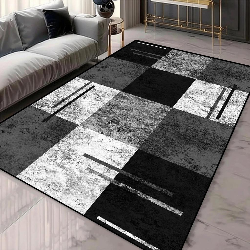 Nordic Style Geometric Pattern Carpet Living Room 120*160cm Large Room Carpet Machine Washing Non-slip European Tatami Mat