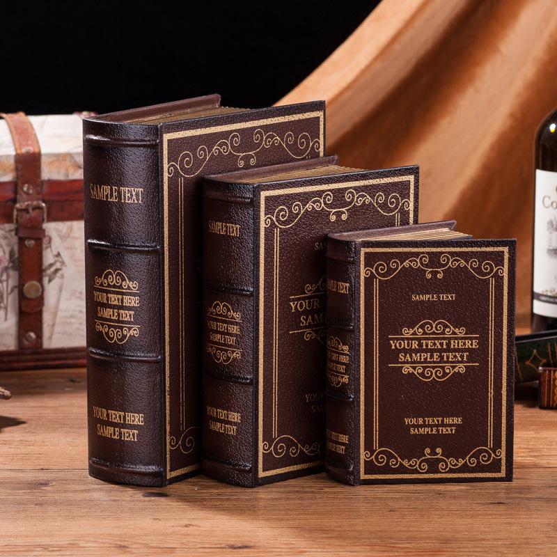 Scatola portaoggetti in legno stile europeo effetto libro – Oggetto decorativo vintage a forma di libro per esposizione