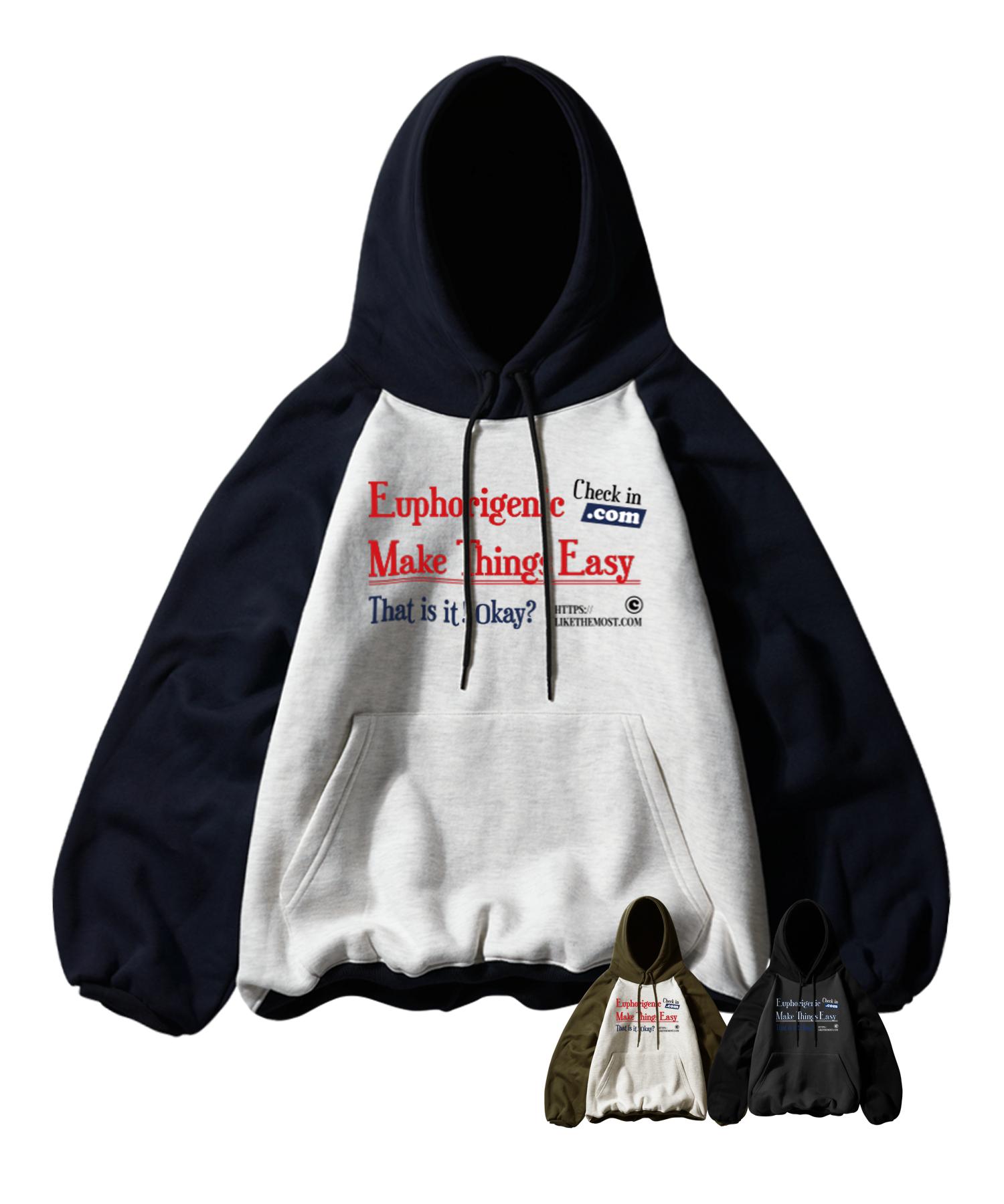 Like The Most Check-In Raglan Over Hoodie_3 Colors Black/L