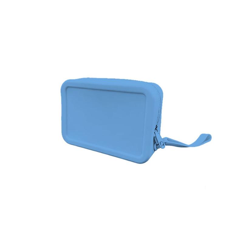 Makeup Bag Silicone Travel Organizer Bag Large Capacity Portable Key Pouch светло-синий