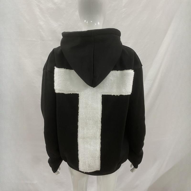 Y2K Ein Vintage Punk bestickter Kreuz Herbst- und Winter-Strickjacke mit Kapuze