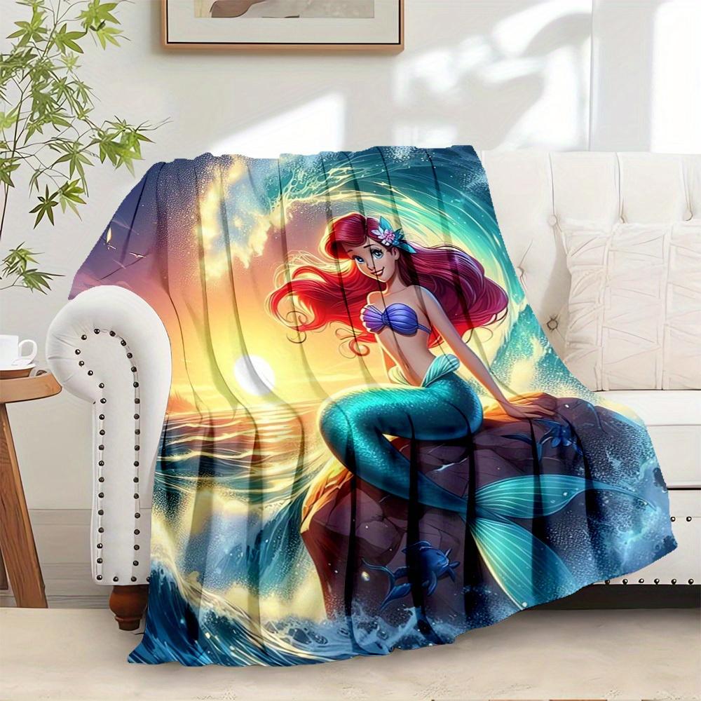 1pc piece flannel ocean fairy tale mermaid pattern small bed blanket sofa blanket gift 75x90cm