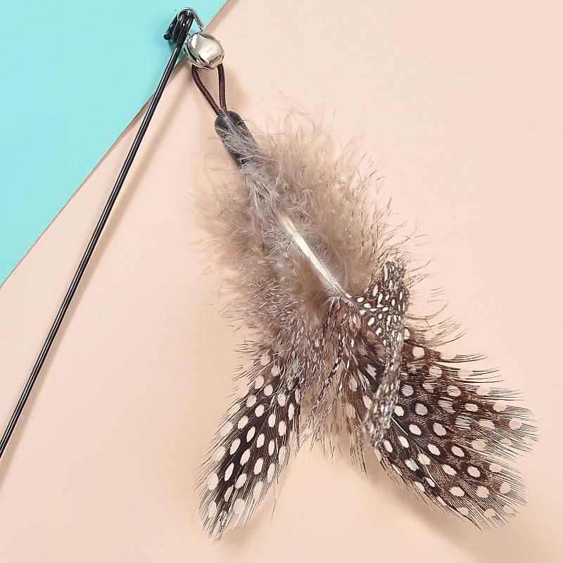 Cat Teaser Stick Toy Feather Funny Spring Kitten Stick Toy Cat Rods Simulation Fishing Rod Bell Squeaky Cat Toy Supplies