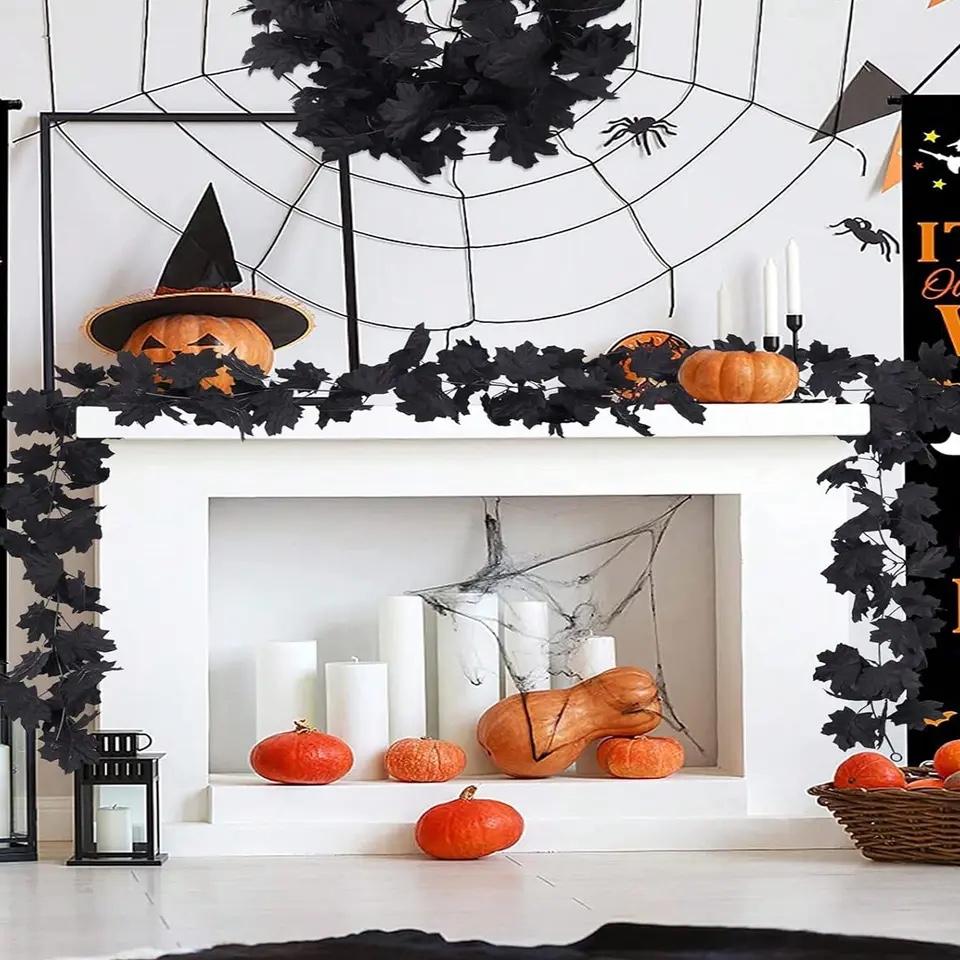2M Halloween Künstliches Ahornblatt Herbst Landschaftsdeko Grüne Pflanzen Ahornblatt Simulation Wandbehang Weihnachtsranke