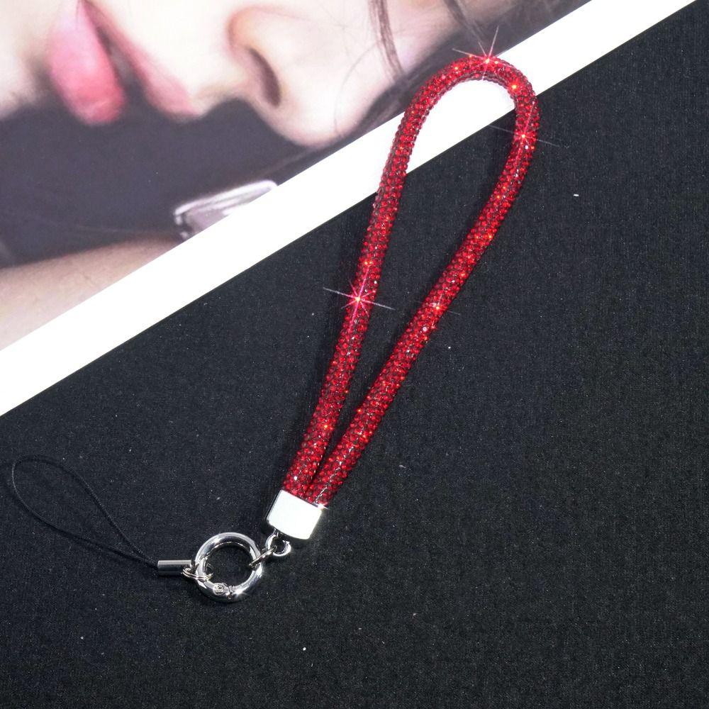 Flashy Fashion Glitter Rhinestone Phone Lanyard Diamond Crystal Phone Wrist Straps Keychain Hanging Anti-lost Rope