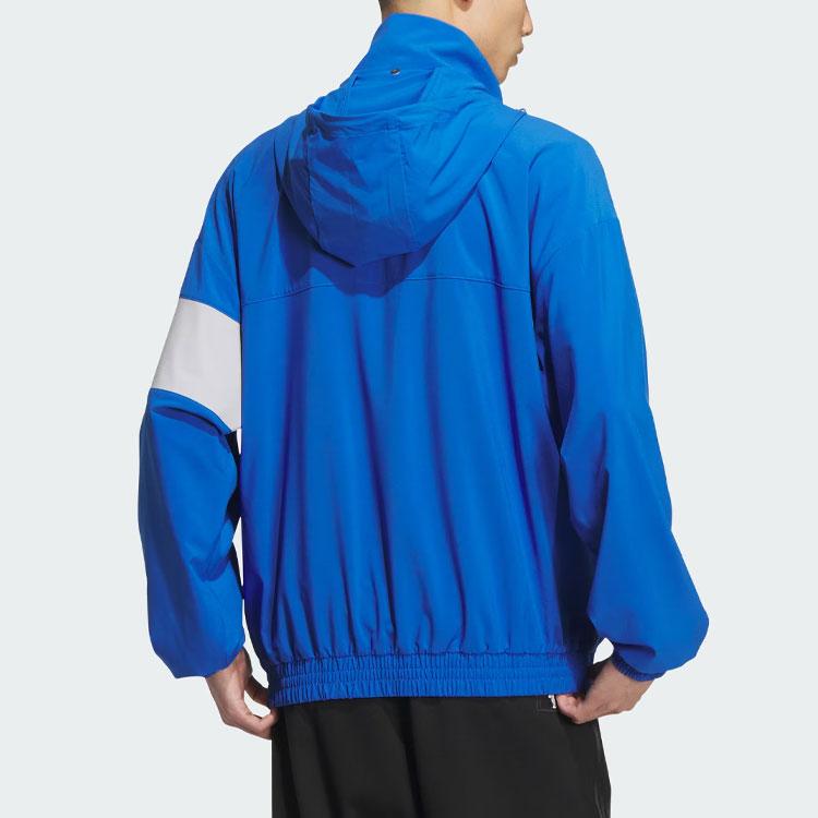 Adidas Originals Clover Rifta Windbreaker Patchwork Sports Hooded Jacket Men Outerwear Blue IU4794