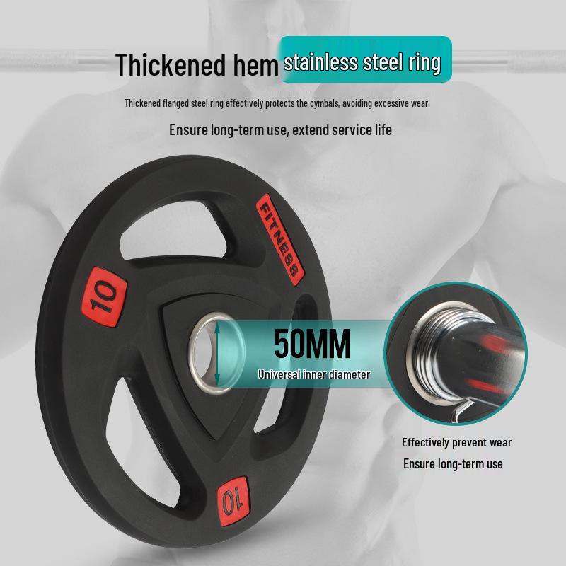 Colored PU Barbell Plates with Rubber Coating and Hand Grips for Weightlifting and Competition