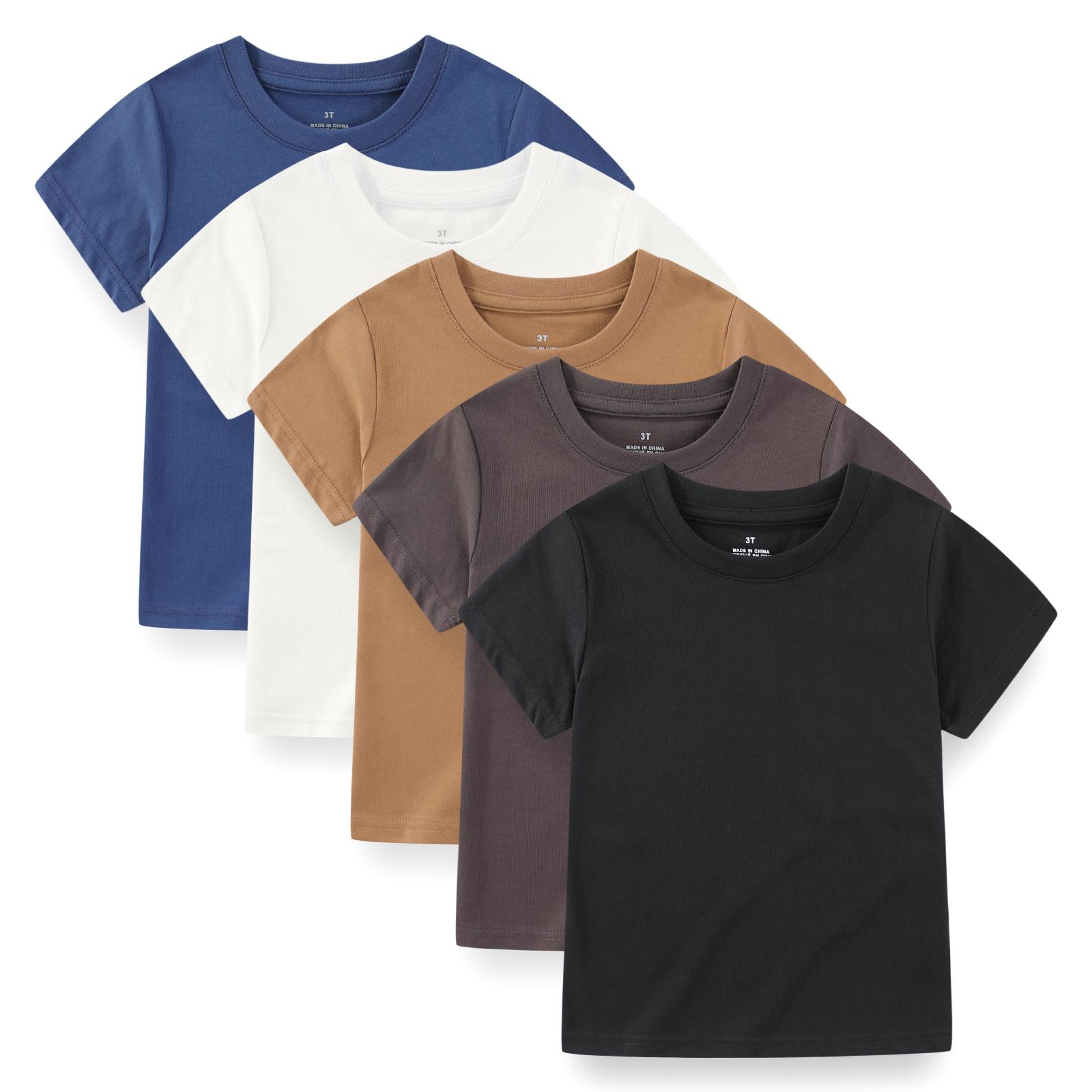 

Kiddiezoom 5 Pcs fashionable and comfortable short sleeved T-shirt for infants and young children, boys and girls, 100% pure cotton newborn clothing 7Y