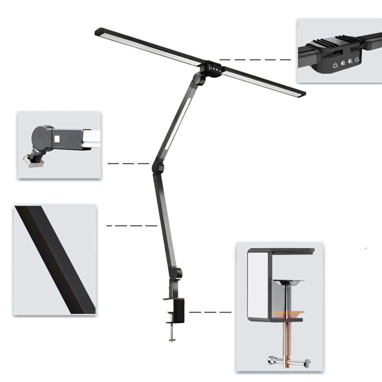 

Светодиодная настольная лампа для защиты глаз студента, складная настольная лампа с тремя головками, для общежития, для учебы 272 LED-EU plug чёрный