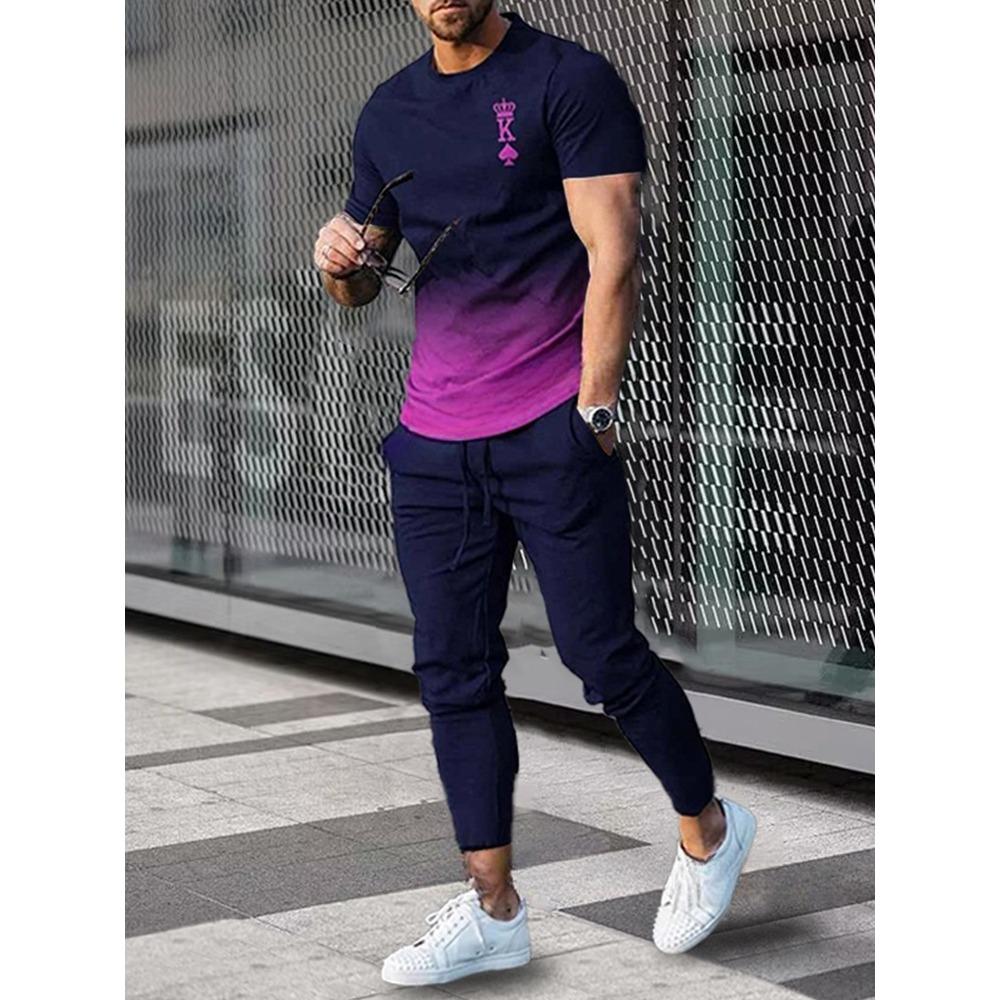 Men's Warm T-shirts And Pants Sets Outdoor Sports Training  Street Style Fashionable Pants