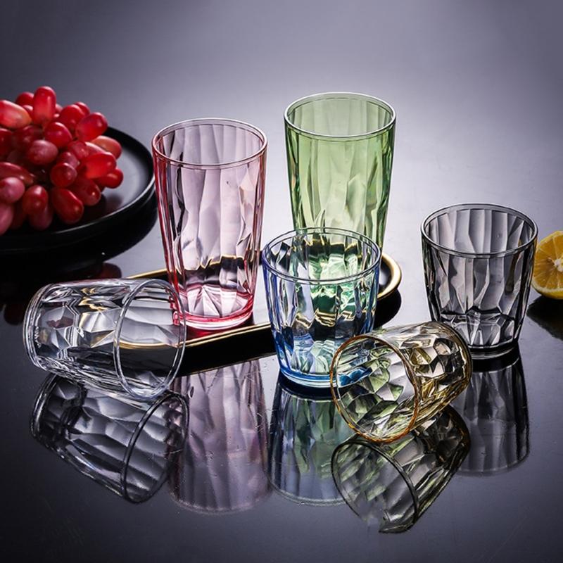 Acrylic Drinking Glasses 490ml Shatterproof Water Tumblers Unbreakable Beer Cup R7UB