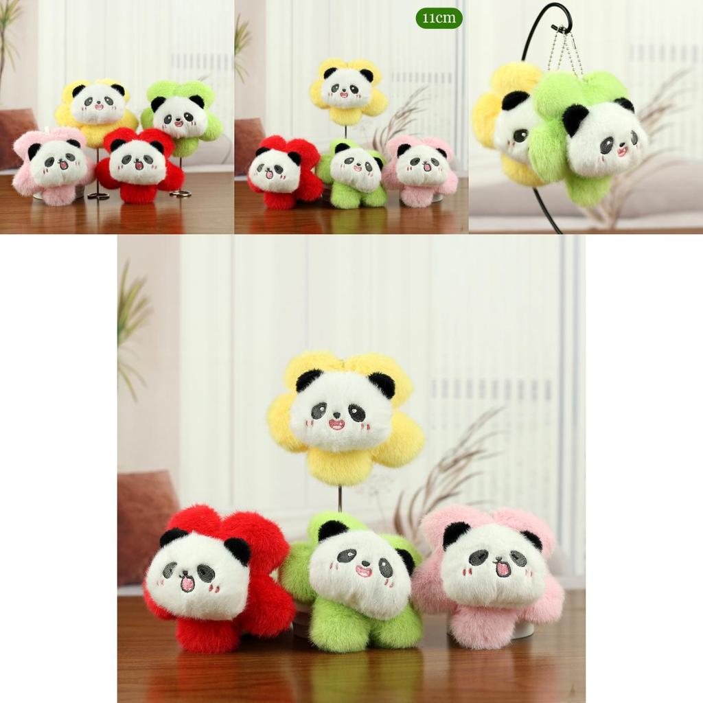 Cute Floral Panda Plush Pendant Ideal For Stylish Bag Charm Or Keyring Accessory