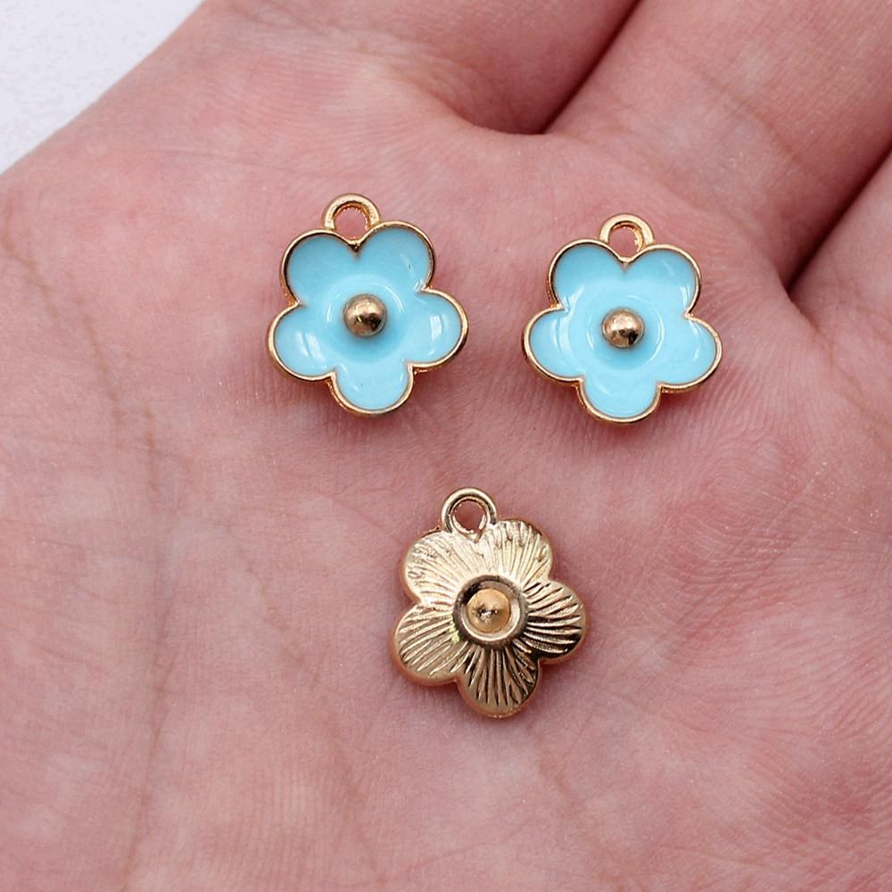 

Подвеска с эмалью в виде цветка растения, женские украшения, креативное ремесло A26-10pcs-13x12mm