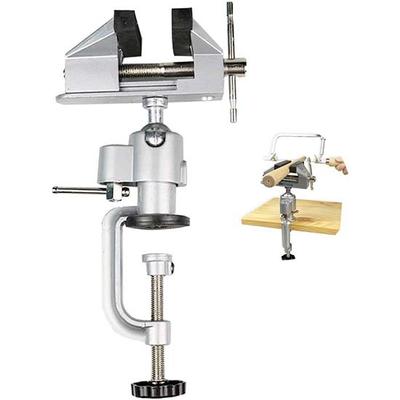 Table Vise Clamp Bench Vise Woodworking Vise with Anvil 360° Swivel Vice for Workbench Table Clamp Vise Grip, Cutting Conduit, Drilling, Metalworking