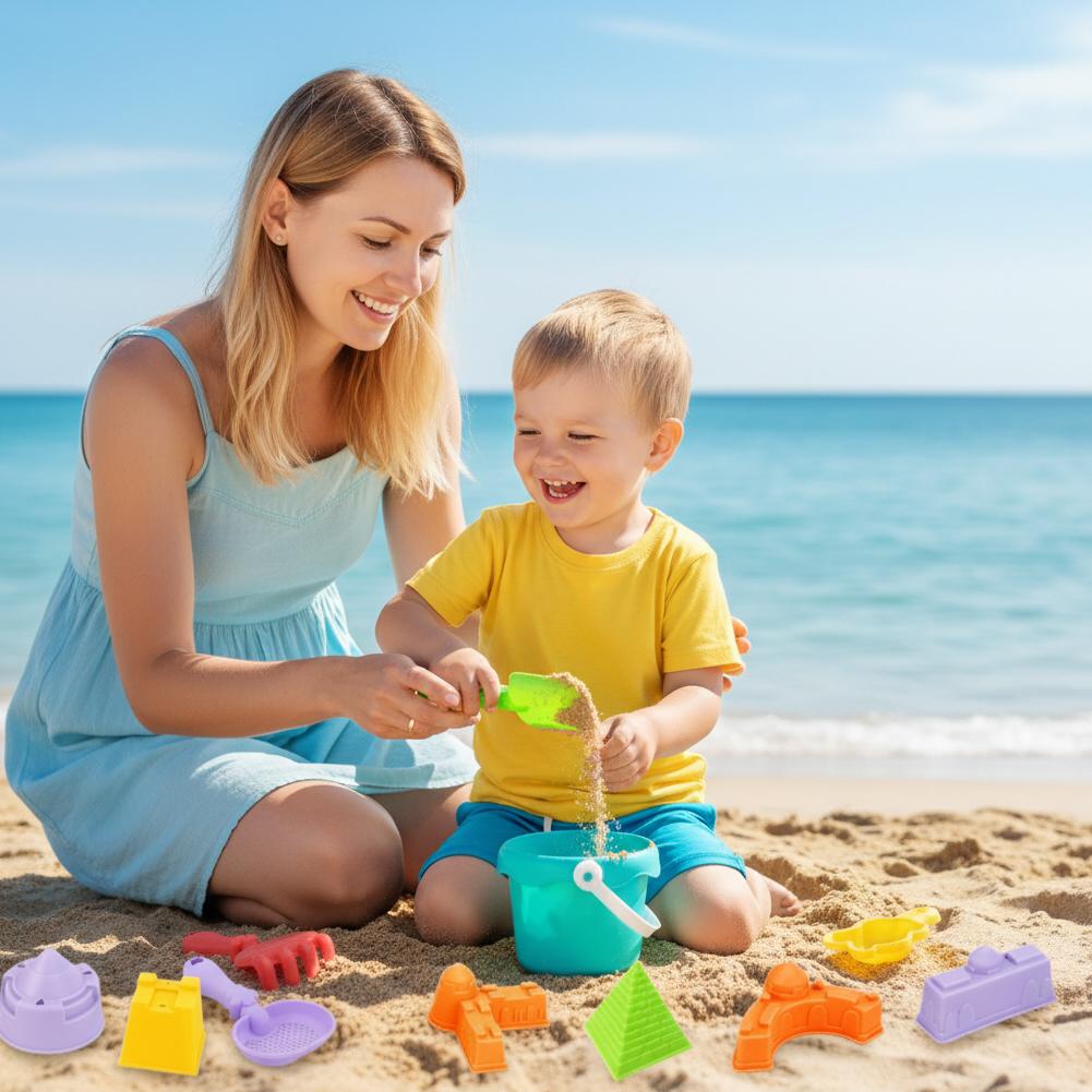 19PCS Kids Beach Sand Toy Set - Complete Sandbox Kit with Large Bucket Wheelbarrow & Colorful Sand Molds Great Gift