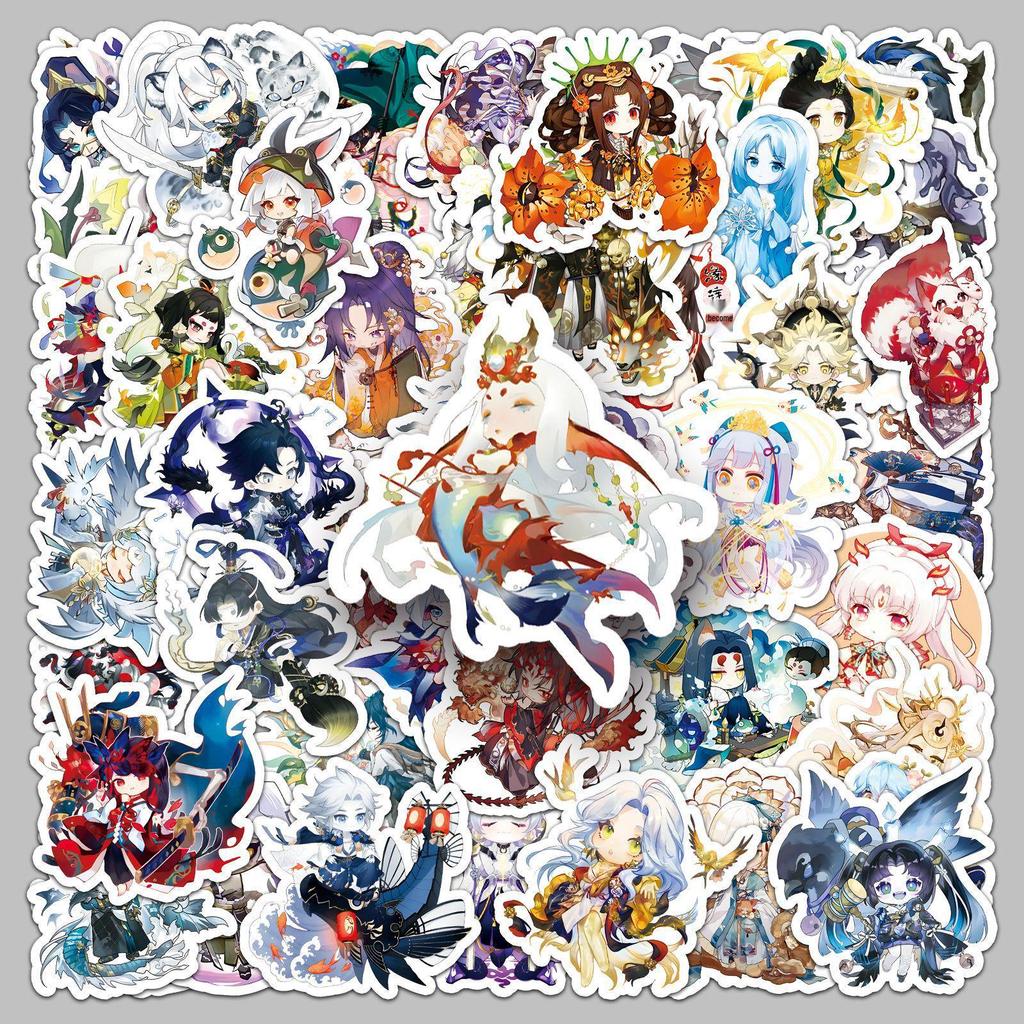 50 Q Version Onmyoji Stickers: Japanese Style Characters for Cute Graffiti, DIY Refrigerator & Tablet Decor