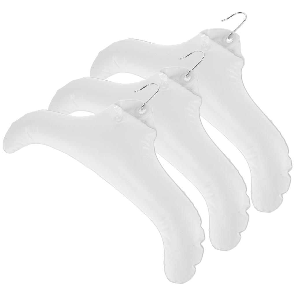 3 Pcs Coat Hanger Inflatable Shirt Hangers Clothes Rack Plastic Pendant Drying for Closet White Travel Organizer