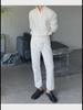 Men's High-End White Half-Turtleneck Zipper Knit Pullover Sweater, Fashionable and Versatile Long-Sleeved Jacket