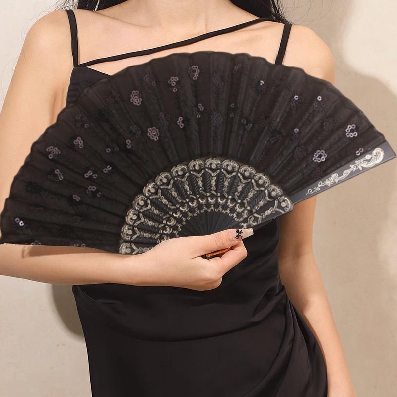 Folding Hand Fan Chinese Style Peacock Fans Sequin Decorative Dancing Fan Hand Fans for Women Home Wedding Fans Decoration