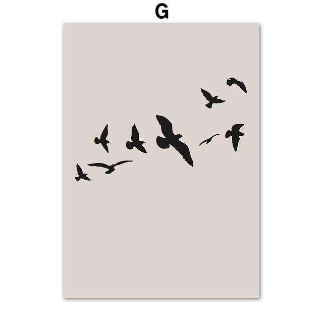 Line Girl Silhouette Bird Geometric Shape Wall Art Posters Prints Nordic Canvas Painting Abstract Pictures For Living Room Decor