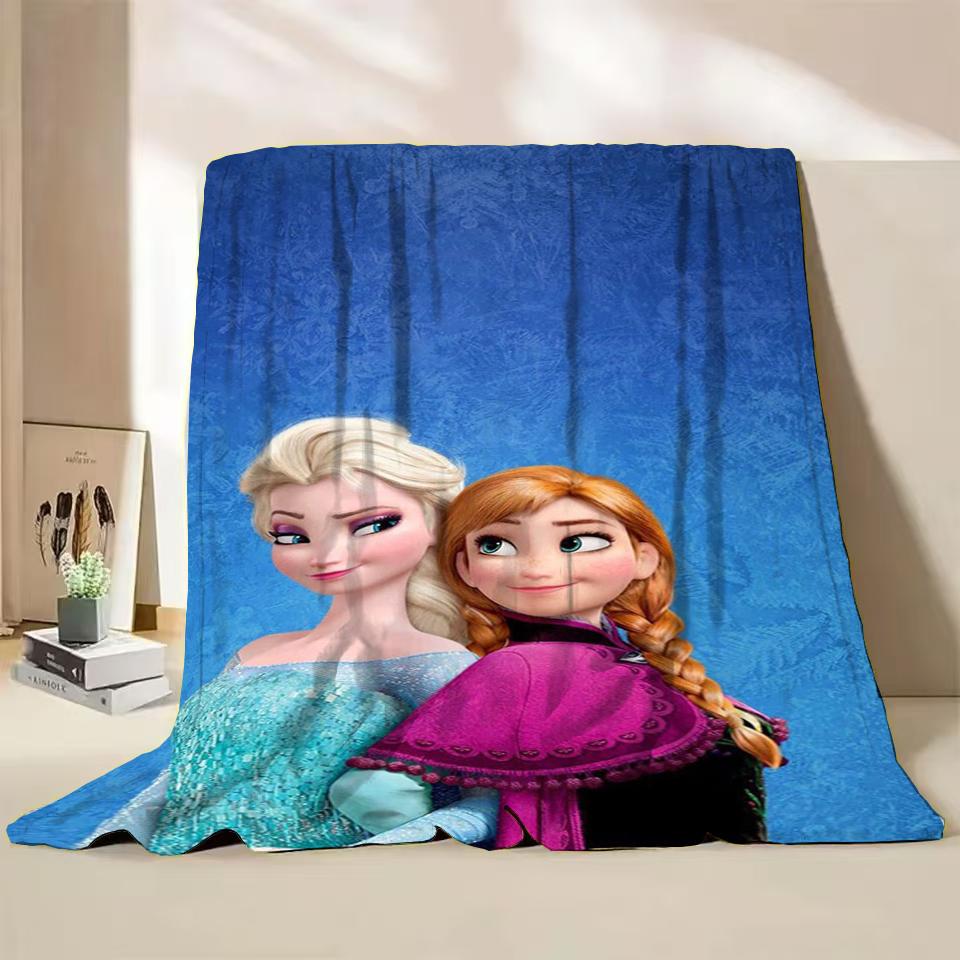 Disney Frozen Elsa Princess Childrens Adult Soft Flannel Blanket Fluffy Baby Plush for Bedroom Travel Office Cover Warm Blankets