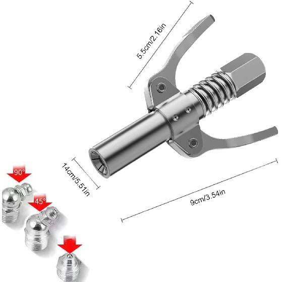 Strong Lock on Grease Couplers, High Pressure Grease Gun Coupler - with Spring Flex Hose, Quick Release Grease Coupler, Grease Gun Replacement Tip