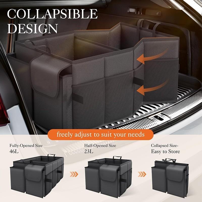 46L Car Trunk Organizer Collapsible Multi Compartment Car Organizer Foldable SUV Storage Car Accessories Car Interior Storage