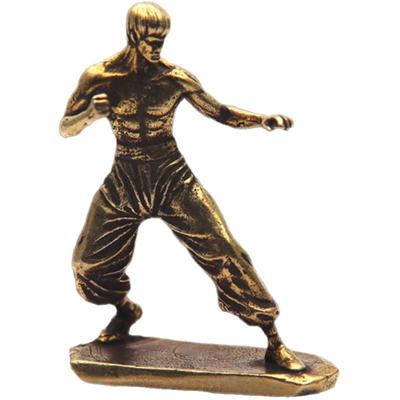 Moderne Massivkupfer Kampfkunstfigur Kung Fu Superstar Statue Heimdeko Einzigartiges Kreatives Teezimmer Ornament Kampfkunststudio Ausstellung