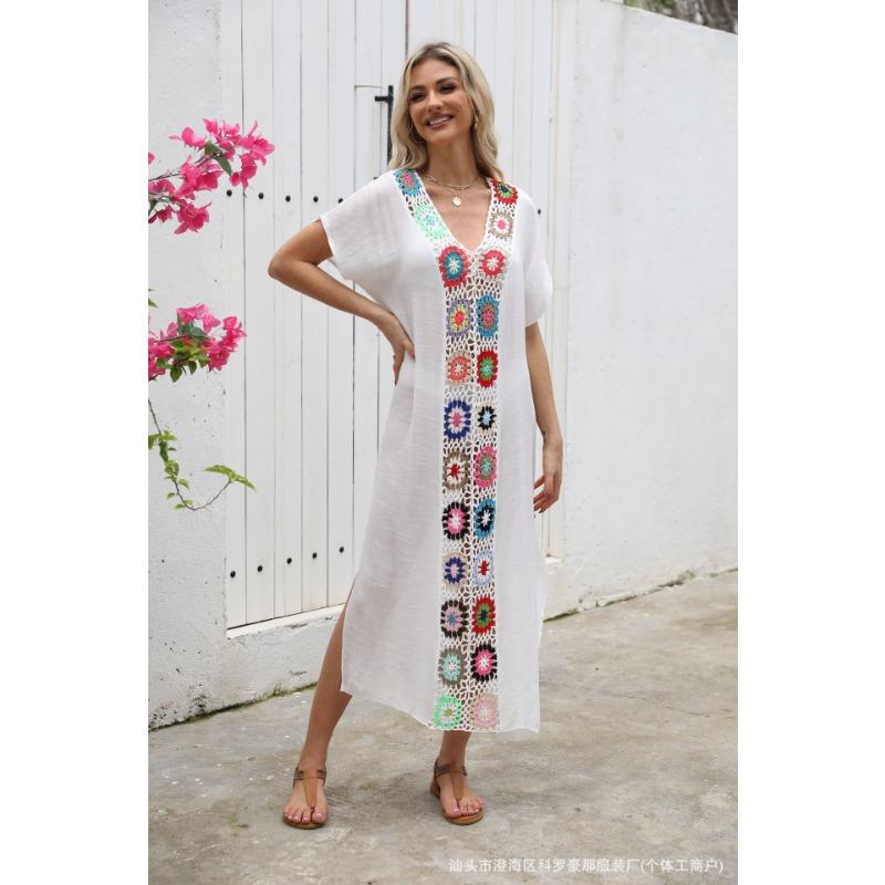 Hand Hook Dress, Slit Sexy Long Skirt, Long Robe, Beach Cover Skirt