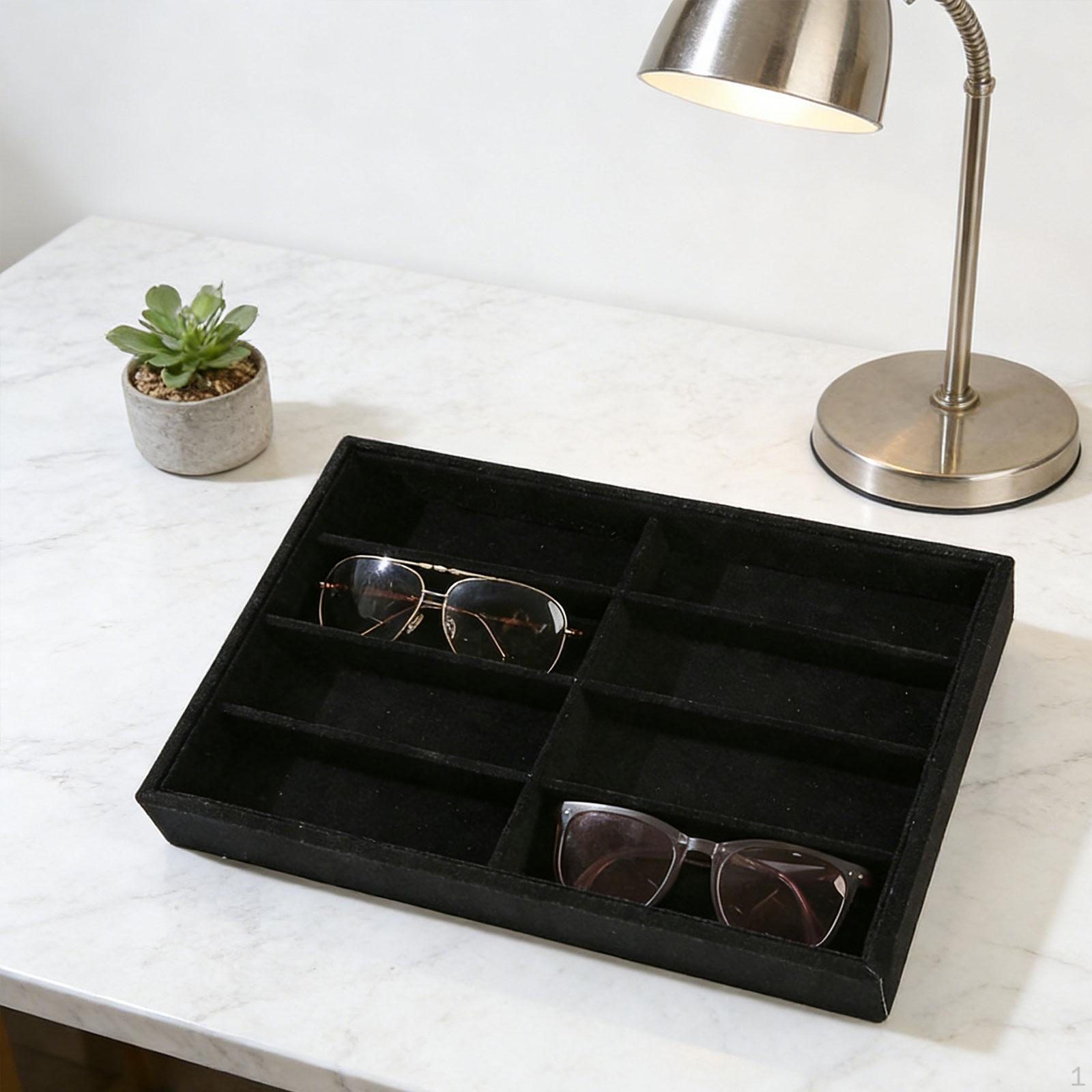

Glasses Organizer Display Box, Multiple Pairs Storage Stackable Jewelry Tray for чорний