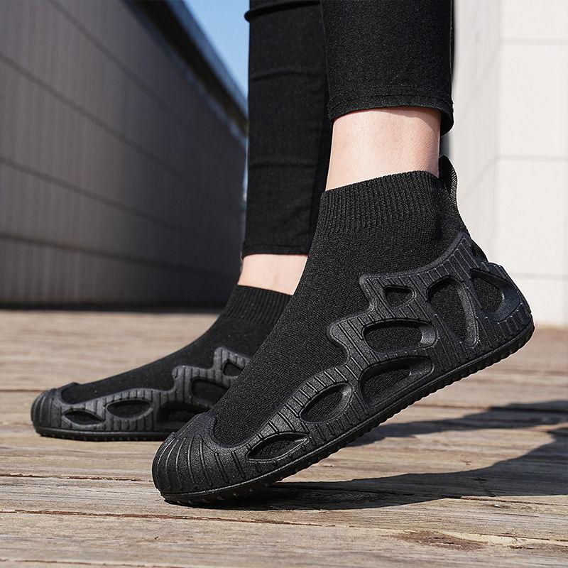 Black High Top Breathable Slip-on Sports Shoes for Men Summer Unisex Low Price Shoe in Promotion Gym Light Man Casual Sneaker