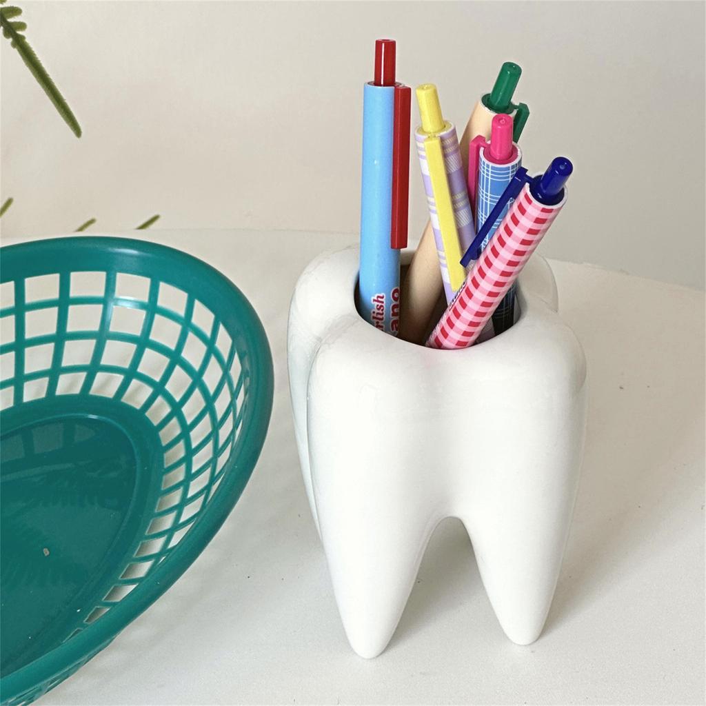 Unique Dental Tooth Pen Pencil Pot Fashion Tooth Shape Pencil Pot Desk Organizer Ceramic Pen Holder Stationery Storage