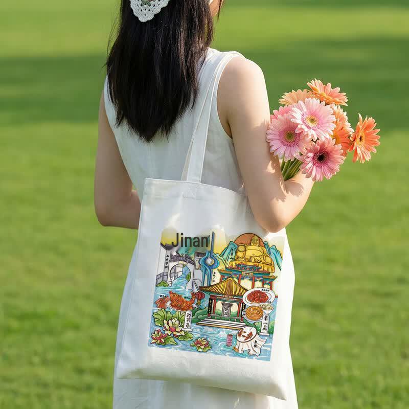 City Illustration Canvas Tote Bag