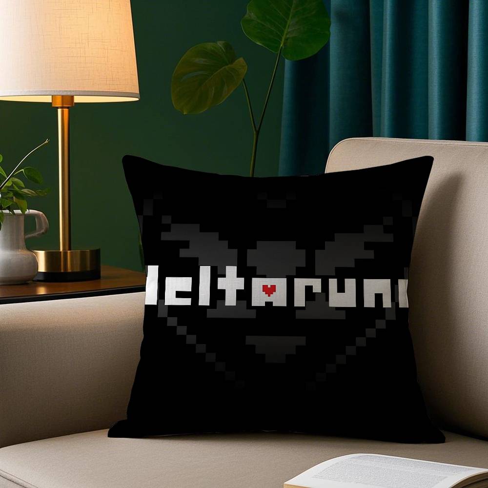 Spiel D-Deltarunes Kissenbezug Plüschstoff Weicher Kissenbezug Beidseitiger Druck Sofakissenbezug Wurfkissen