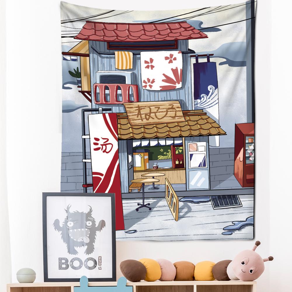 Japanese Illustration Tapestry Wall Hanging Kanagawa Wave Printing Bohemian Hippie Bedroom Home Decor